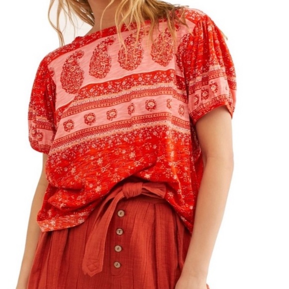 Free People Red Patterned Top - Picture 5 of 6